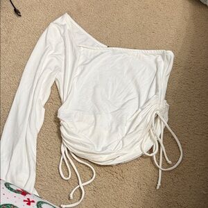 Ambiance White Ruched Off-Shoulder Top